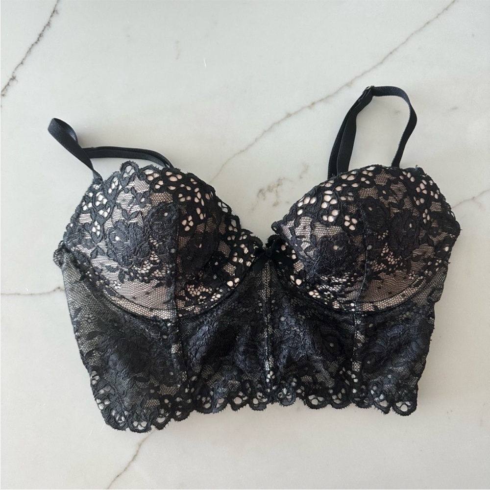 BLACK PADDED BUSTIER TOP - VICTORIA’s SECRET